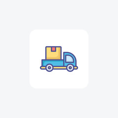 Delivery Van, Shippping, Loading Vector Outline Filled Icon