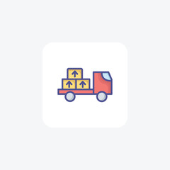 Fototapeta premium Mini Truck, Loading Truck, Shipping Vector Outline Filled Icon