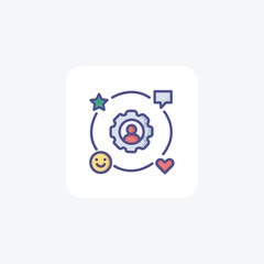User Satisfaction, Progress, Cart, Happy Client Vector Outline Filled Icon