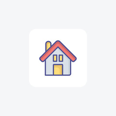 House, Real Estate, Residence, Property Vector Outline Filled Icon