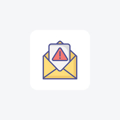 Email Spam, Error Email, Envelope Vector Outline Filled Icon