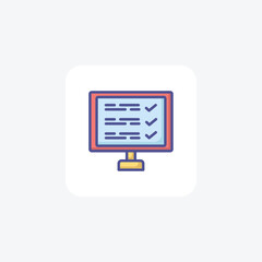 Check List In Computer Vector Outline Filled Icon
