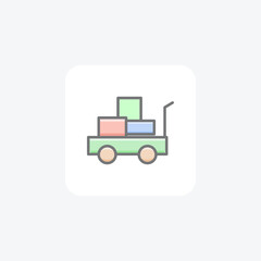 Luggage Carrier, Luggage Cart Vector Awesome Fill Icon