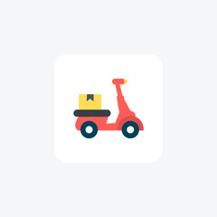 Home Delivery, Delivery Bike Vector Flat Icon