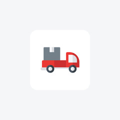 Mini Truck, Loading Truck, Shipping Vector Flat Icon