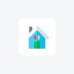 House, Real Estate, Residence, Property Vector Flat Icon