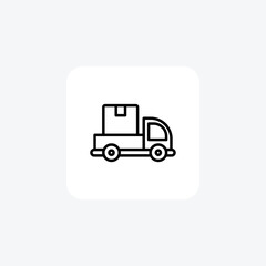 Delivery Van, Shippping, Loading Vector Line Icon
