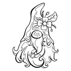 Gnome, black and white stripes on the white background Is a vector image Suitable for coloring Or general lines