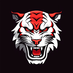 Angry tiger hand drawn logo design illustration