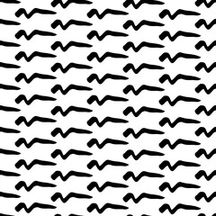 Seamless pattern with black wavy grunge brush strokes