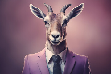 Funny Antelope in Purple Suit