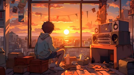 Artistic Whispers Unveiling the Delicate Magic of a Cute Manga Boy's Illustrated Tale with Lofi Music