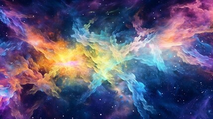 Astral Radiance Abstract Neon Fractal Wallpaper with a Cosmic Touch
