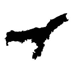 Assam state map, administrative division of India. Vector illustration.