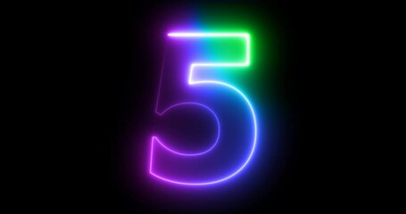 10 to 1 countdown numbers simple footage clip 4k. glowing numbers of neon colors. 