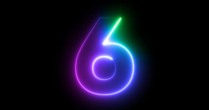 1 to 10 counting numbers with one second time with abstract neon color effect simple footage.