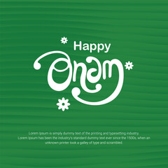 Happy Onam Typography Design in Banana Leaf