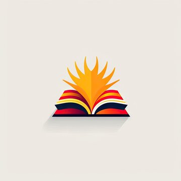 Flat-color icon of an open book with magical energy emanating from its pages, symbolizing the enchantment of reading. Generative AI.