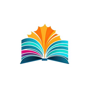 Flat-color icon of an open book with magical energy emanating from its pages, symbolizing the enchantment of reading. Generative AI.