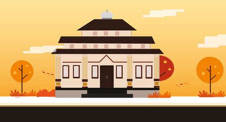 Vecktor Illustration Darussalam Mosque Islamic