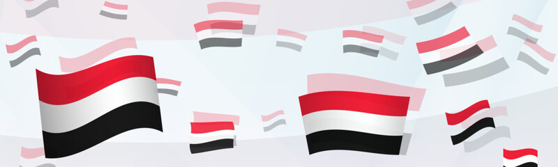 Yemen flag-themed abstract design on a banner. Abstract background design with National flags.