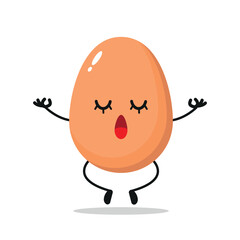 Cute relax egg character. Funny yoga egg cartoon emoticon in flat style. chick emoji meditation vector illustration