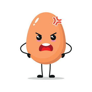 Cute angry egg character. Funny furious egg cartoon emoticon in flat style. chick emoji vector illustration