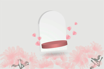 pin color podium background with the flowers it carries