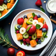 Fototapeta na wymiar fruit salad on plate