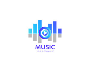 Audio line music logo vector sound wave icon concept design