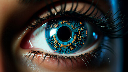Fototapeta na wymiar The cybernetic eye, science and technology of the future 