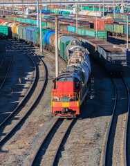 Diesel locomotive and railway freight trains