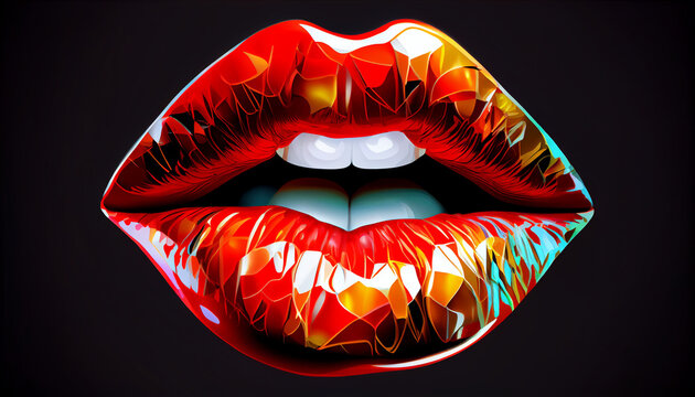 woman lips female art mouth lipstick illustration kiss abstract glamour Ai generated image