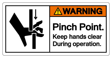 Warning Pinch Point Kepp Hands Clear During Operation Symbol Sign, Vector Illustration, Isolate On White Background Label .EPS10 - obrazy, fototapety, plakaty