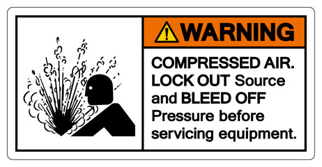 Warning Compressed Air Symbol Sign, Vector Illustration, Isolate On White Background Label .EPS10