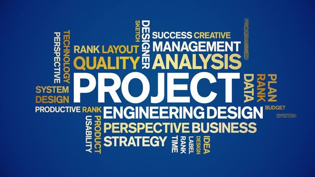 Project animated tag word cloud;text design animation kinetic typography seamless loop.