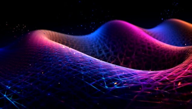 Abstract futuristic background with blurry glowing wave and neon lines. Spiritual energy concept, digital fantastic 