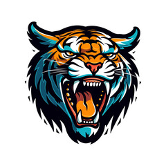 Majestic tiger hand drawn logo illustration capturing strength and beauty. Perfect for bold and fierce brand identities