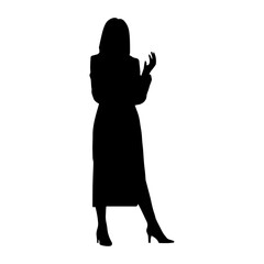 Vector illustration. Full-length silhouette of a woman. Psychologist doctor.
