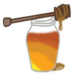 jar of honey with wooden dipper