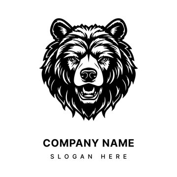 bear hand drawn logo design illustration