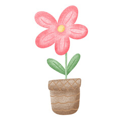 Red flower in pot design illustration