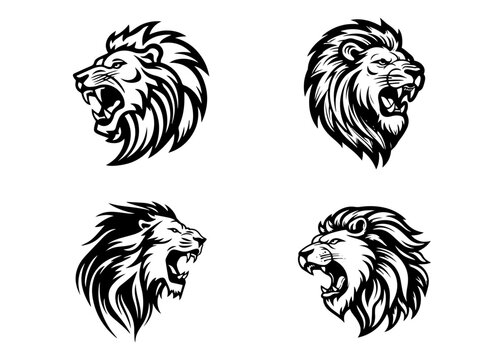 Hand drawn lion logo design illustration, showcasing strength, power, and leadership with an artistic touch