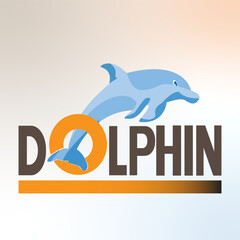 Dolphinarium. Dolphin logo. Banner. Vector flat illustration.