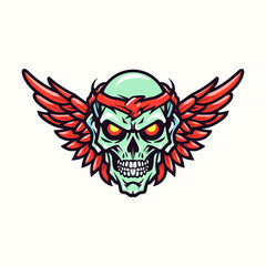 A striking hand-drawn logo design showcasing the fusion of a skull and wings, creating a powerful and unique symbol