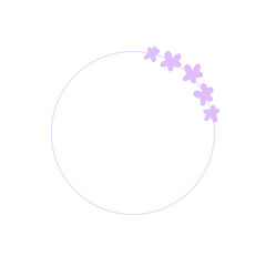 Circle of hand drawn purple flowers