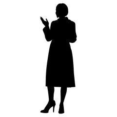 Vector illustration. Full-length silhouette of a woman. Psychologist doctor.