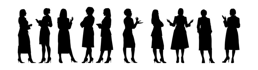 Vector illustration. Silhouettes of women. A large set of shadows.