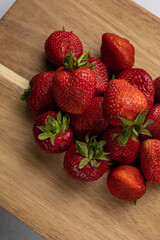 Delicious, red, eco-strawberries from the farm. Close up