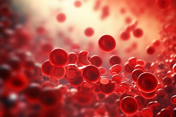 Blood Cells in moving inside veins generated with AI. 3d microscopic render. 3d image, perfect to use as a computer background, powerpoint présentation, linkedin post, website, portfolio - obrazy, fototapety, plakaty